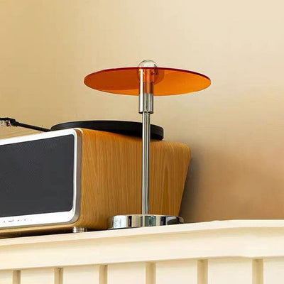Lámpara de Mesa de 1 Luz con Soporte de Varilla de Hierro y Pantalla Acrílica Redonda de Simplicidad Moderna para Oficina en Casa 