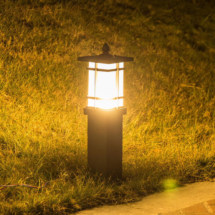 Lámpara de Pilar de Jardín de Paisaje Impermeable de Vidrio de Aluminio para Exteriores 