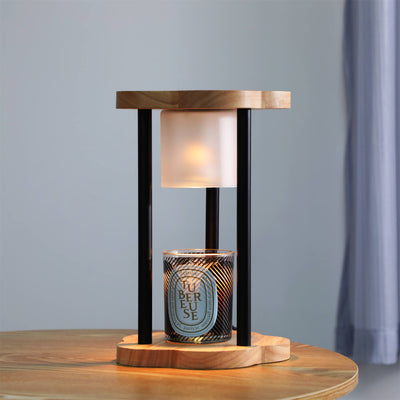 Modern Wood Flower Hollow Column 1-Light Melting Wax Table Lamp