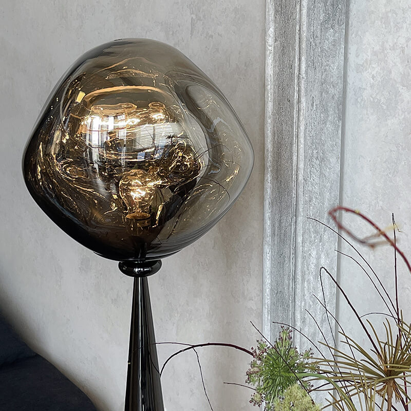 Italian Lava Acrylic Conical Electroplated Iron Base 1-Light Standing Floor Lamp