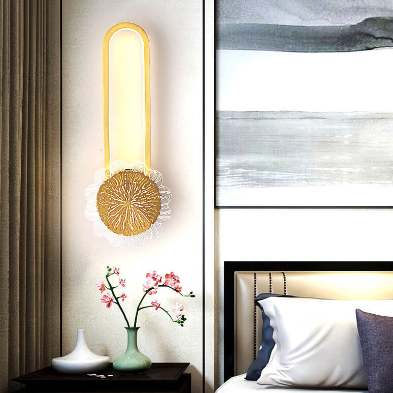 مصباح حائط LED بتصميم حلقة إبداعي بسيط من النحاس الصناعي الكامل 
