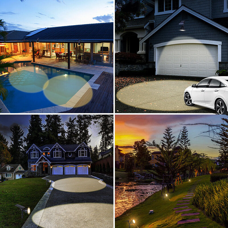 Modern Minimalist Round ABS PS Solar Sunset Spotlight LED Waterproof Garden Ground Insert Landscape Light For Outdoor