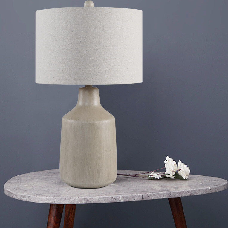 Vintage Minimalist Fabric Cement Base 1-Light Table Lamp