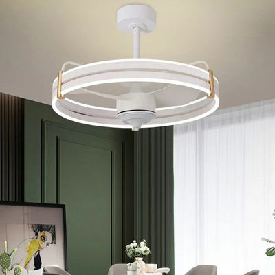 Nordic Minimalist Round Inverter LED Downrod Ceiling Fan Light