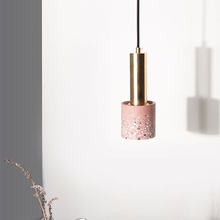 Moderne nordische Pendelleuchte aus farbigem Terrazzo und Metall mit 1 Flamme für das Wohnzimmer 