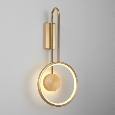 Minimalist Light Luxury Copper Circle Long Arm LED Wall Sconce Lamp