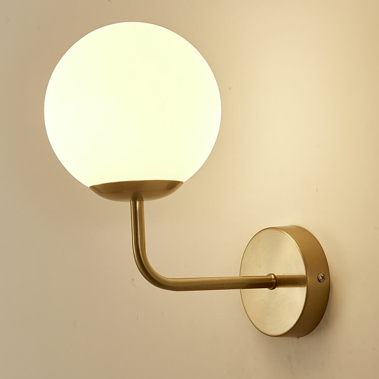 Applique murale moderne de luxe à boule ronde en fer et verre à 1 lumière 