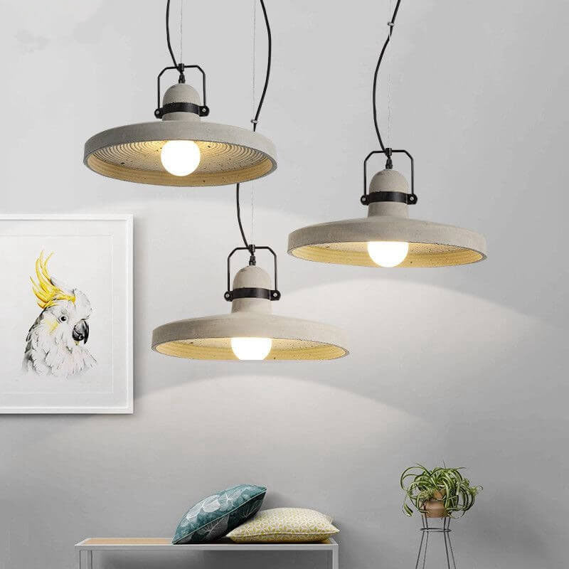 Industrial Vintage Cement Round Disc 1-Light Pendant Light