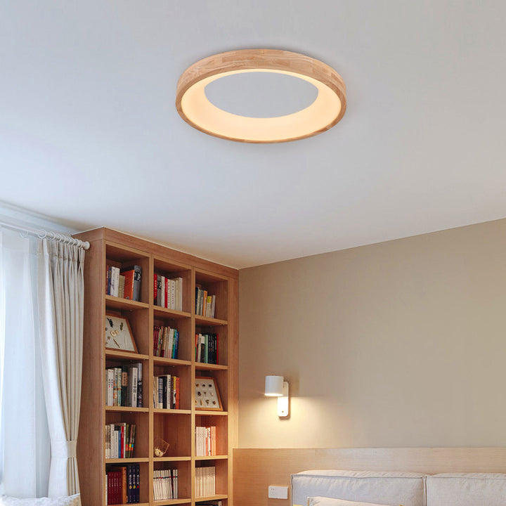 Nordic Minimalist Log Wood Round LED Deckenleuchte mit bündigem Einbau 