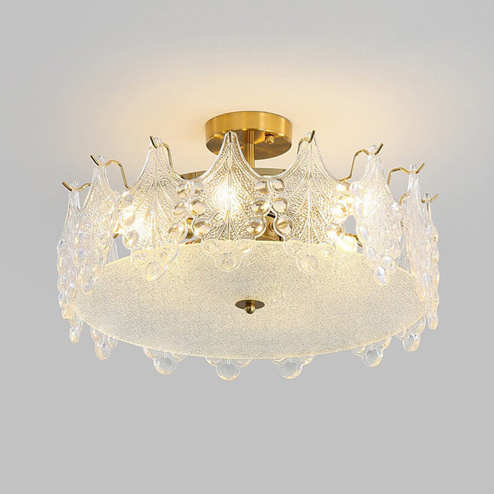 Lámpara de Techo Semi-empotrada Redonda de Cristal de Lujo Francés con 5/6/8 Luces 
