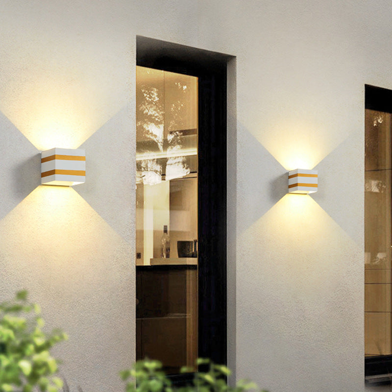 Modern Minimalist Square Cube Aluminum Waterproof LED Wall Sconce Lamp For Outdoor