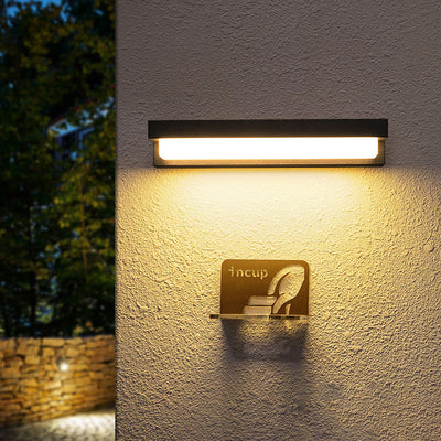 Solar Outdoor Rectangular Flat Panel Body Sensor Light Waterproof Patio LED Wall Sconce Lamp