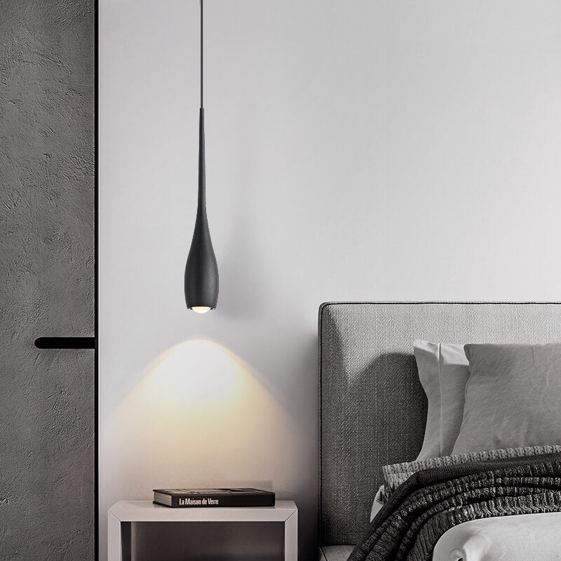 Moderner minimalistischer LED-Pendelleuchter aus Aluminium in Schwarz-Weiß mit einfarbigen Tropfen 