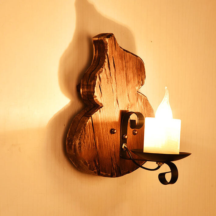 Contemporary Industrial Rubberwood Iron Glass Horse Lamp Iron 1-Light Wall Sconce Lamp For Living Room &amp; Bedroom