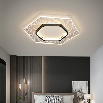 Nordic Minimalist Geometric Hexagonal LED Flush Mount Ceiling Light