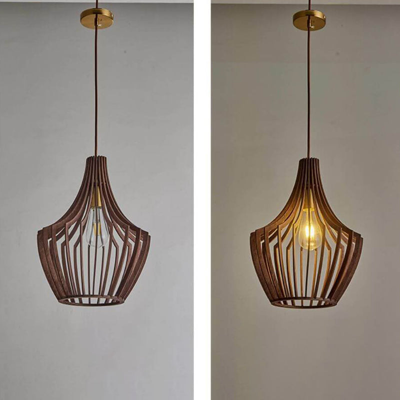 Nordic Vintage Basswood Oval Geometrie 1-Licht Pendelleuchte 