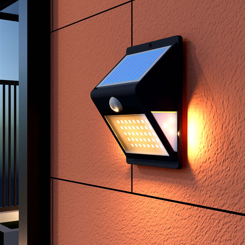 Solar Sensor Three Side LED Outdoor Wall Sconce Lamp