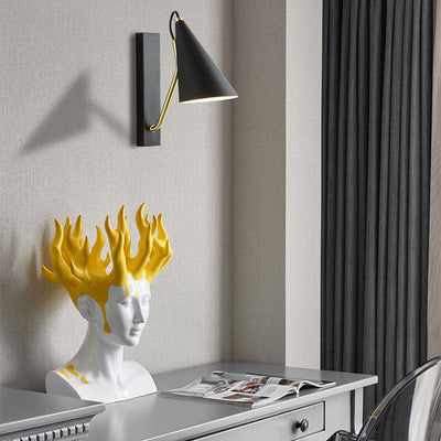 Nordic Minimalist Cone Shade Long Base 1-Light Wall Sconce Lamp
