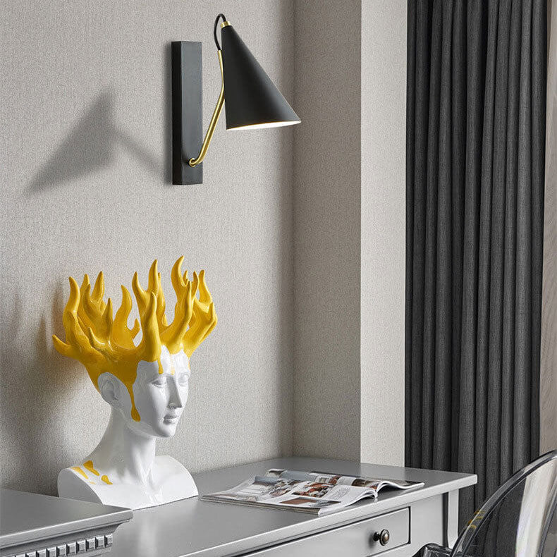 Nordic Minimalist Cone Shade Long Base 1-Light Wall Sconce Lamp