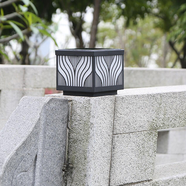 Modern Solar Patterned Stainless Steel Square Courtyard LED Path Lamp