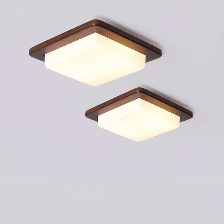 Moderne quadratische LED-Deckenleuchte aus chinesischem Walnussholz 