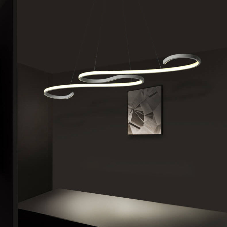 Moderner kreativer Curve Line LED-Kronleuchter aus Aluminium 