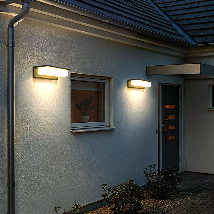 Modern Solar Rectangular Aluminum PC Outdoor LED Wall Sconce Lamp