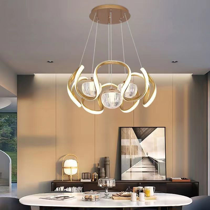 Nordic Creative Orb Twisted Lines Island Light  LED Chandelier