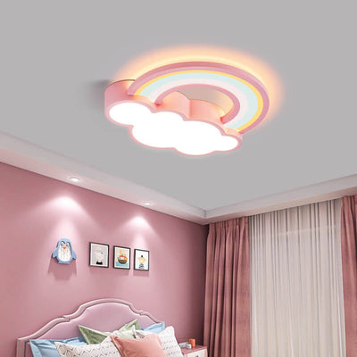 Childlike Cartoon Rainbow Cloud Design LED Flush Mount Light