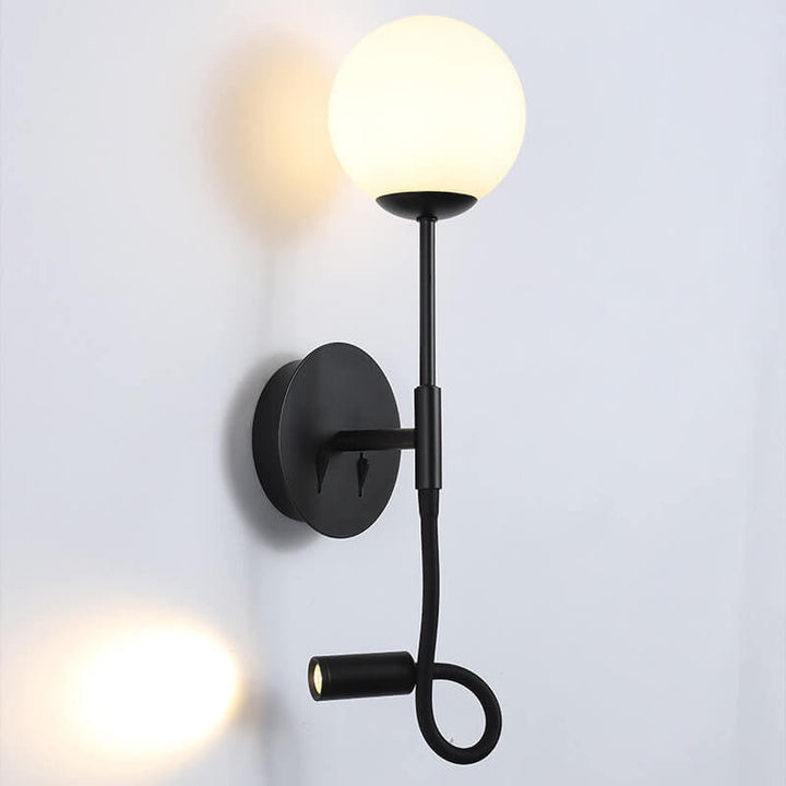 Modern Round Glass Ball Silicone Hose 1-Light Wall Sconce Lamp
