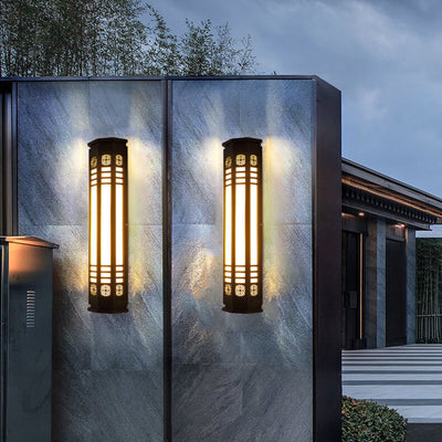 Modern Classical Cylindrical Stainless Steel Imitation Marble Waterproof Outdoor LED Wall Sconce Lamp