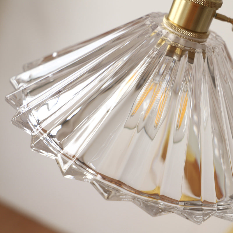 Nordische minimalistische Vintage 1-flammige Pendelleuchte aus klarem Messingglas 