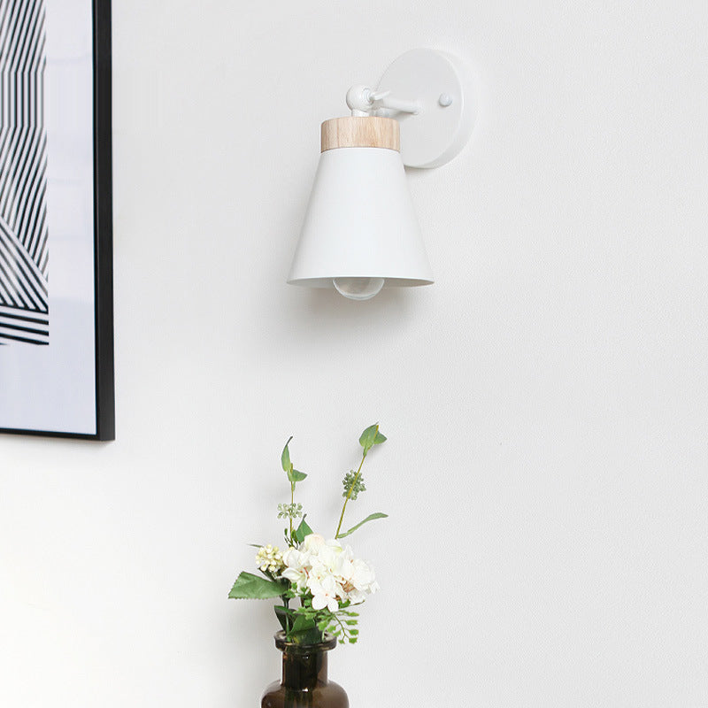 Modern Minimalist Macaron Solid Color Ironwood 1-Light Wall Sconce Lamp