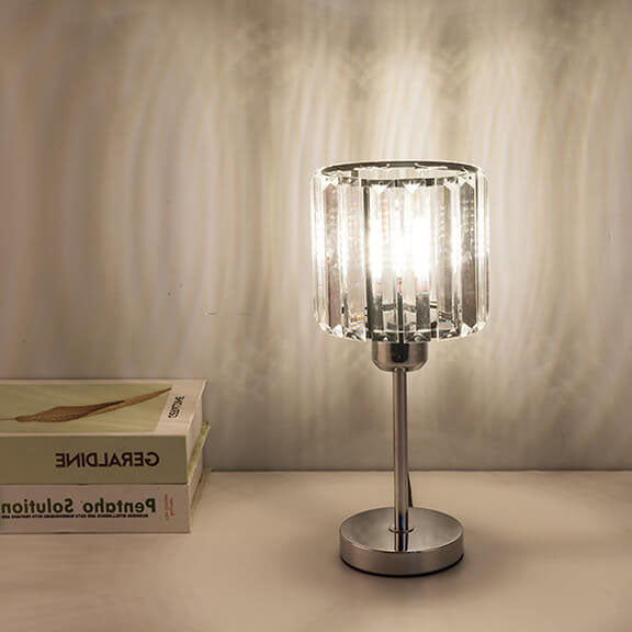 Moderner minimalistischer Glassäulen-Schirm 1-Licht Tischlampe 