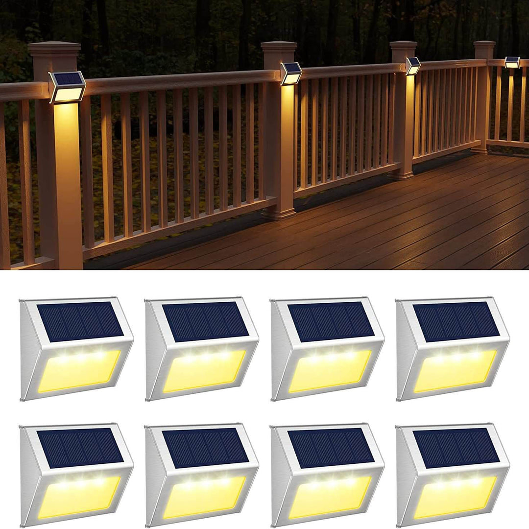 Einfaches Solar-Edelstahl-3-LED-Gartenstufenlicht für den Außenbereich 