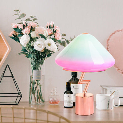 Lampe de table LED en verre, matériel créatif et moderne en forme de champignon coloré 