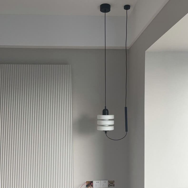 Japanischer minimalistischer runder Glasschirm LED Pendelleuchte 