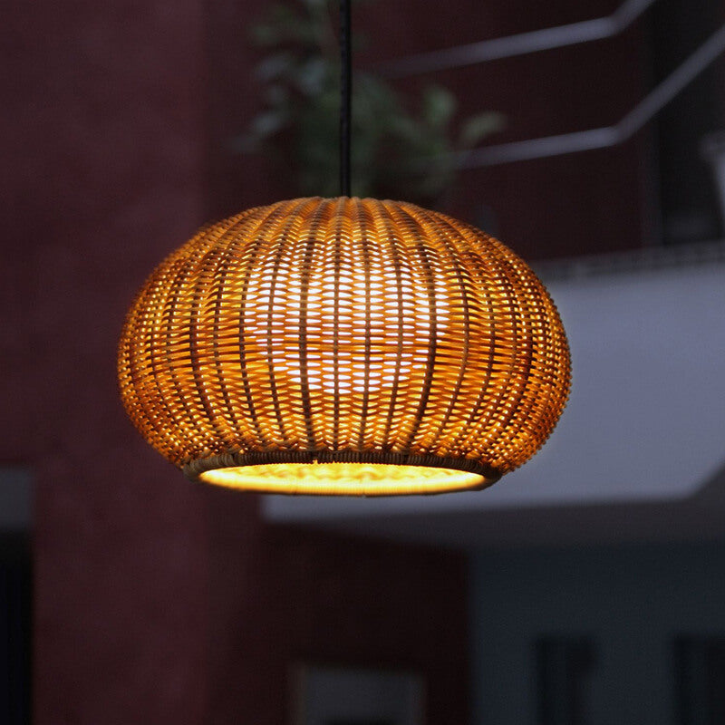 Lámpara Colgante Minimalista Japonesa de Ratán de 1 Luz 