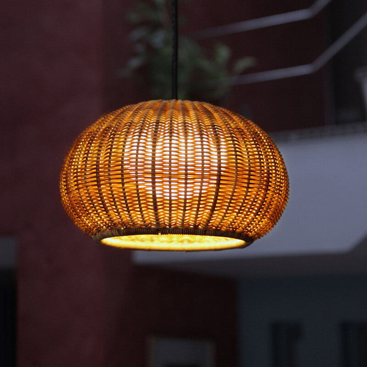 Lámpara Colgante Minimalista Japonesa de Ratán de 1 Luz 