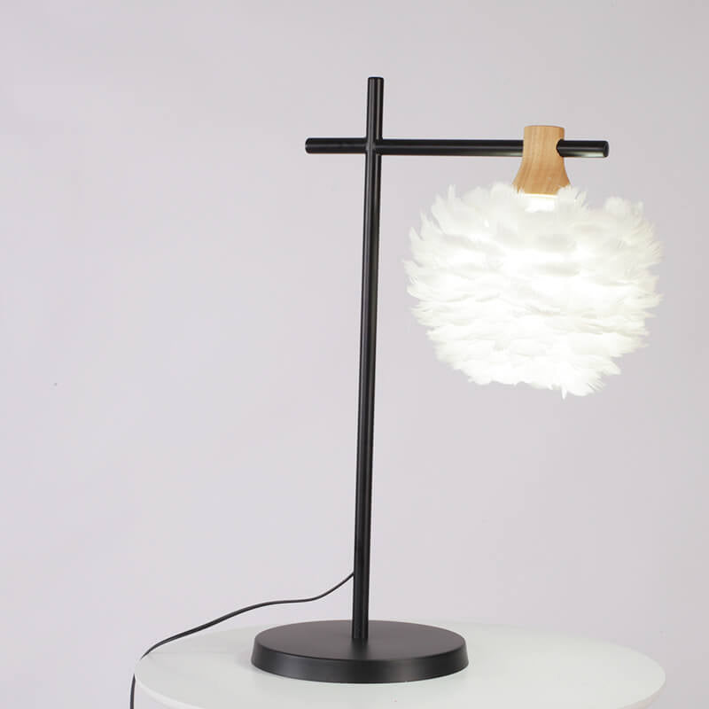 Lampe de Table 1 Lumière avec Tige de Pêche à Plume Créative Moderne 
