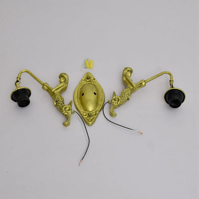 European Tiffany Mermaid Stained Glass 2-Light Wall Sconce Lamp