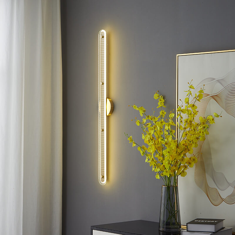Lámpara Aplique de Pared LED de Vidrio y Cobre de Tira Larga de Lujo Moderno 