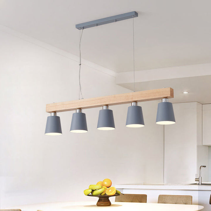 Chandelier à 5 lumières avec abat-jour conique linéaire simple nordique 