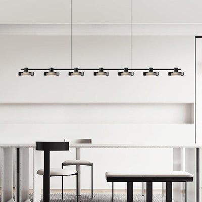 Nordic Minimalist Einfarbig Schwarz Edelstahl Acrylglas LED Insel Licht Kronleuchter 