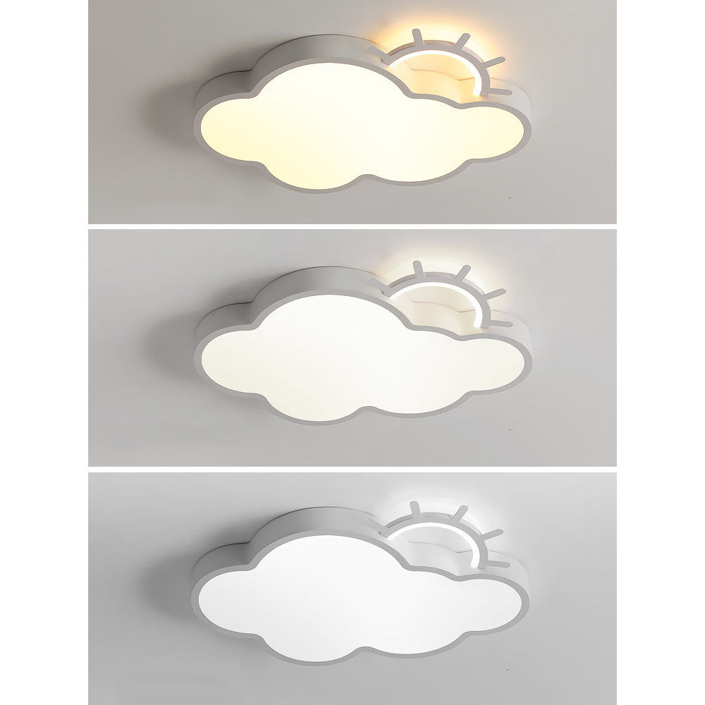 Zeitgenössische nordische wolkige Sonne Acryl Eisen LED Kinder Deckenleuchte zur Deckenmontage für Wohnzimmer und Schlafzimmer 