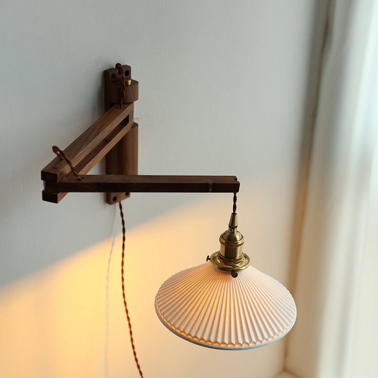 Lámpara de Aplique de Pared Plegable de Cerámica Telescópica Retro de 1 Luz 