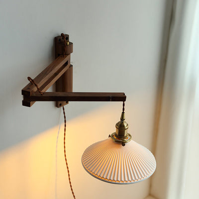 Retro Homestay Telescopic Ceramic Folding 1-Light Wall Sconce Lamp