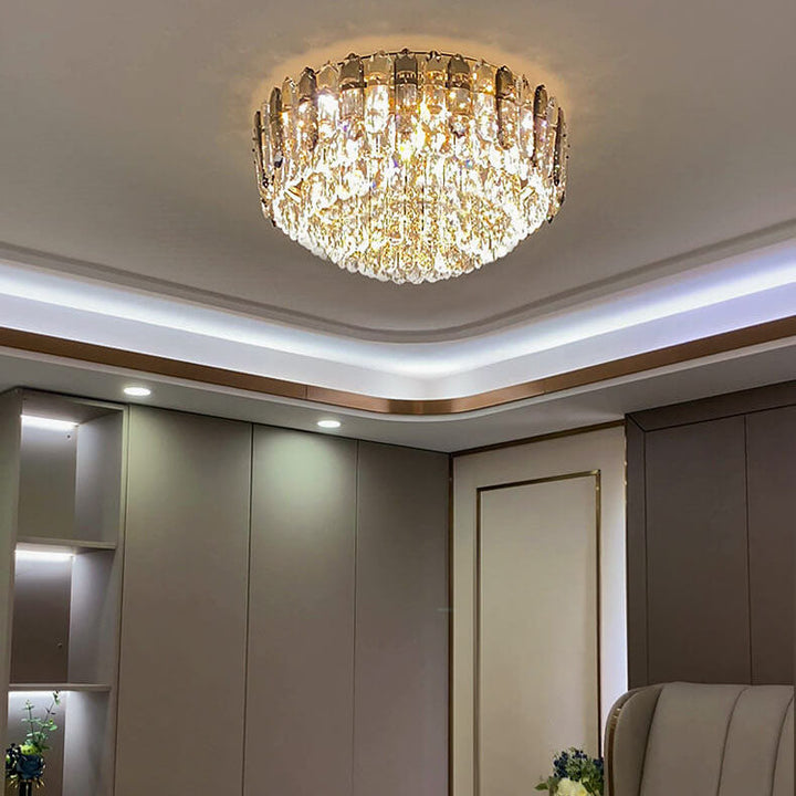 Moderne Luxus-Kristallsäulen-Dome-LED-Deckenleuchte zur bündigen Montage 
