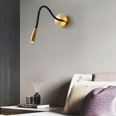 Simple Hose Spotlight Brass LED Reading Wall Sconce Lamp