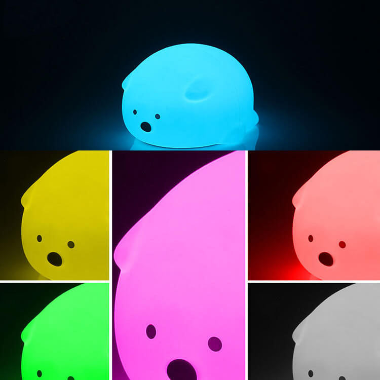 Contemporary Creative Round Silicone LED Kids Cartoon Bear Night Light Table Lamp For Bedroom